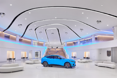 &quot;Ford Experience Center main lobby with dynamic lighting design by Illuminart