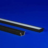 Shallow LED aluminum extrusion optimized for surface and adhesive-based recessed mounting